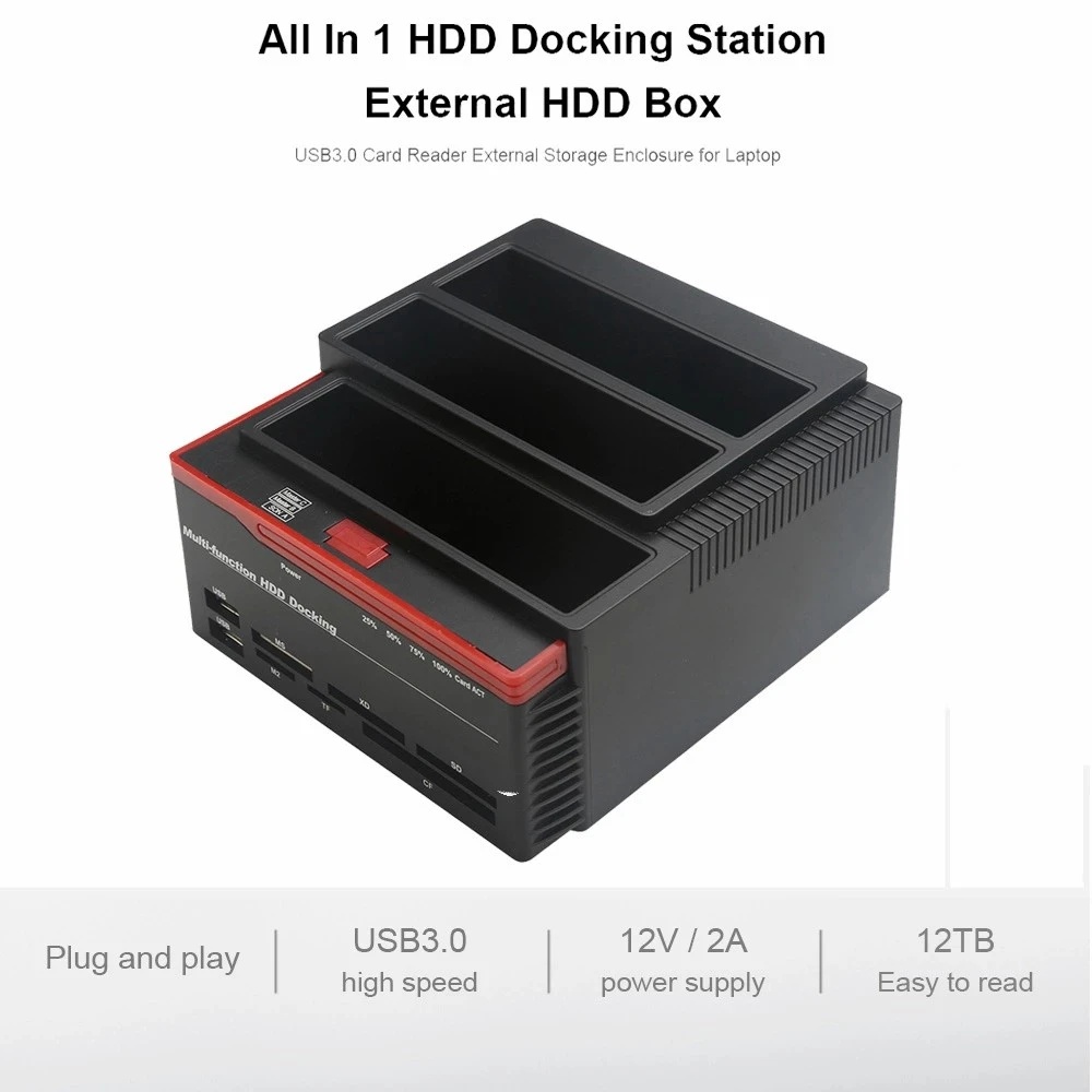 

All In One 1 HDD Hub Box External Docking Station IDE SATA USB 2.5 3.5 Inch Hard Drive Disk Card Reader XD M2 TF Micro SD CF MS