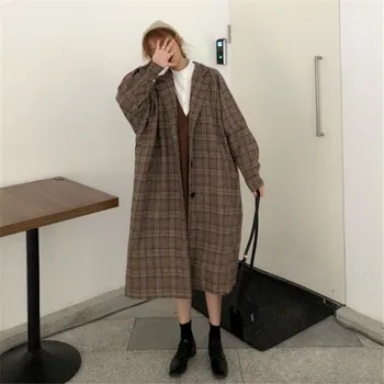 2020 Autumn Winter Wool Plaid Coat Women's Retro Oversize Long Woolen Coat Loose Female Spring Wool Jackets abrigo mujer xa244
2020 Autumn Winter Wool Plaid Coat Women's Retro Oversize Long Woolen Coat Loose Female Spring Wool Jackets abrigo mujer xa244