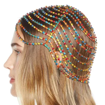Colorful Bridal Headpiece Boho Rhinestone Headband Jewelry for Women Luxury Crystal Chain Flapper Cap Wedding Hair Accessories
Colorful Bridal Headpiece Boho Rhinestone Headband Jewelry for Women Luxury Crystal Chain Flapper Cap Wedding Hair Accessories