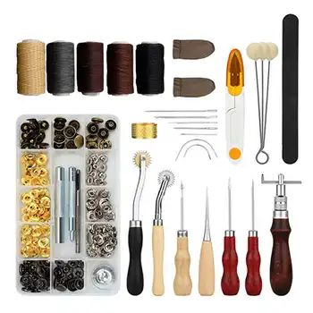 Leather Craft Tools Kit Hand Sewing Stitching Carving Saddle Single Cap Rivets Press Stud Button Leathercraft Tool Set
Leather Craft Tools Kit Hand Sewing Stitching Carving Saddle Single Cap Rivets Press Stud Button Leathercraft Tool Set