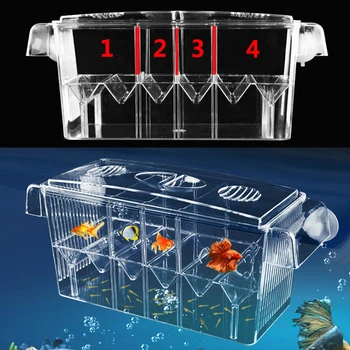 

4 Room Transparent Acrylic Self-Floating Fish Hatchery Box Aquarium Breeding Incubator Isolation Box Double Layer Fish Tank