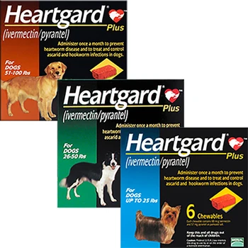 

Heartgard Plus Rx Chewables for Dogs Heartworms Roundworms & Hookworms Treatment For Pets Free Shipping