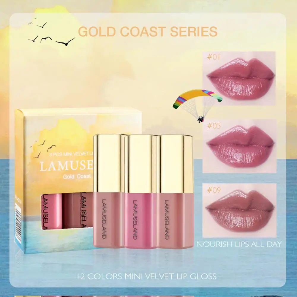 LAMUSELAND 3Pcs/Set Gold Coast Series Velvet Moisture Lipgloss Matte Makeup Lasting Red Lip Gloss Sexy Lipstick Tubes #LA0006
LAMUSELAND 3Pcs/Set Gold Coast Series Velvet Moisture Lipgloss Matte Makeup Lasting Red Lip Gloss Sexy Lipstick Tubes #LA0006