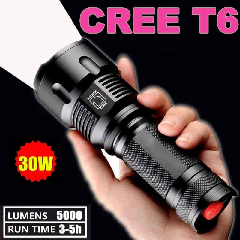 High Power LED Flashlight CREE T6 Zoom Waterproof Torch for 26650 Rechargeable or AA Battery
High Power LED Flashlight CREE T6 Zoom Waterproof Torch for 26650 Rechargeable or AA Battery