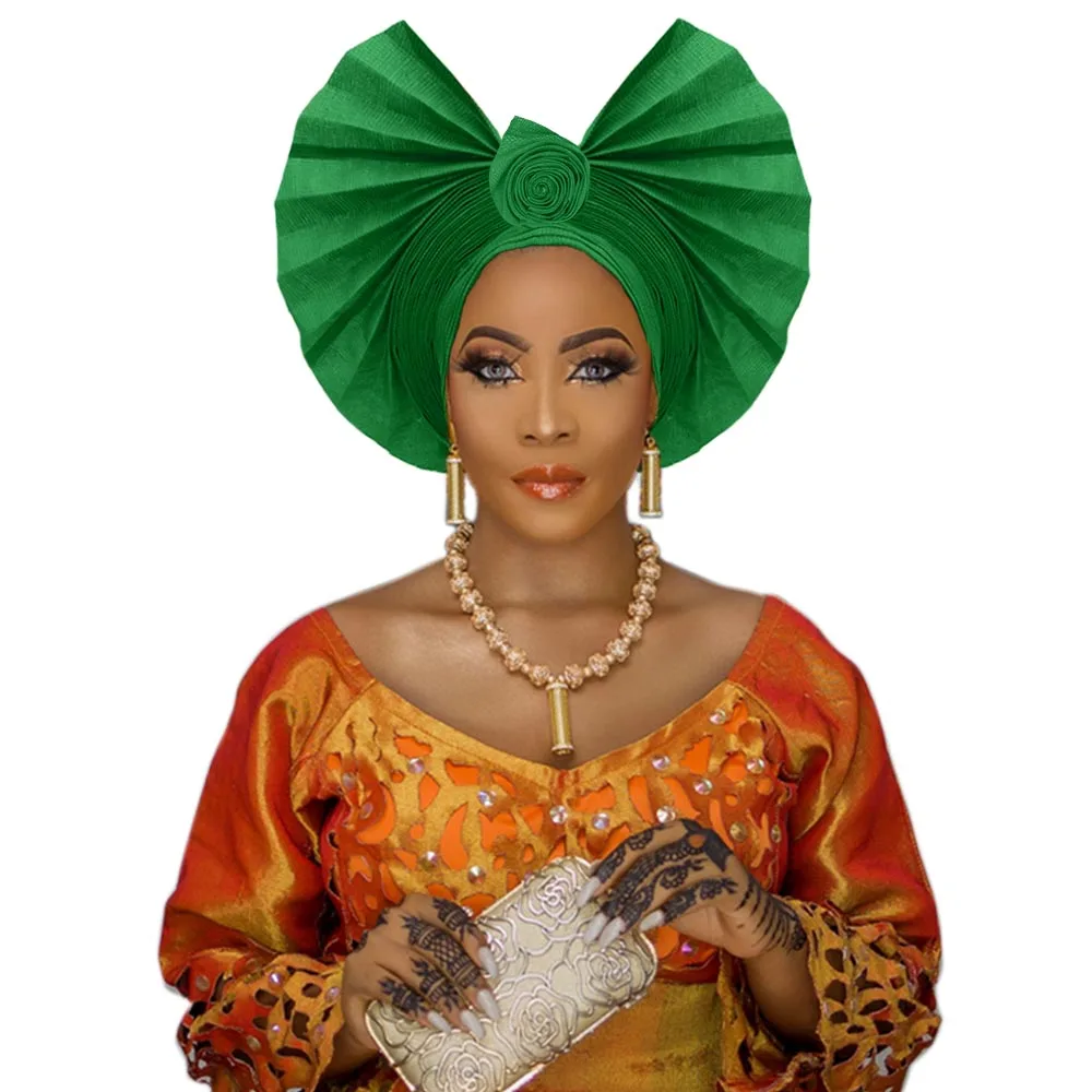 Beautiful African gele headwrap for wedding Ankara aso oke headtie handmade turban (10)