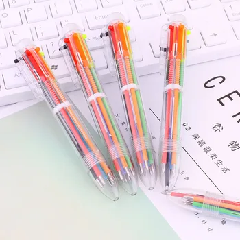Korean Stationery 6-color Ballpoint Pen Transparent Rod Multi-function Push Colored Oil Pen Rainbow Pen
Korean Stationery 6-color Ballpoint Pen Transparent Rod Multi-function Push Colored Oil Pen Rainbow Pen