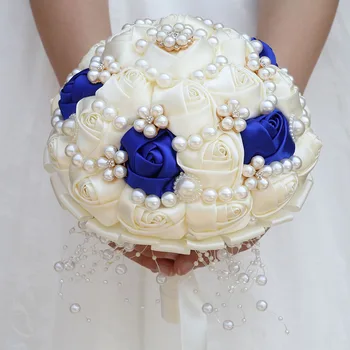 Handmade Ivory Royalblue Bridal Beaded Diamond Wedding Bouquets Artificial Bridesmaid Holding Flowers Wedding Accessories W234B 
Handmade Ivory Royalblue Bridal Beaded Diamond Wedding Bouquets Artificial Bridesmaid Holding Flowers Wedding Accessories W234B