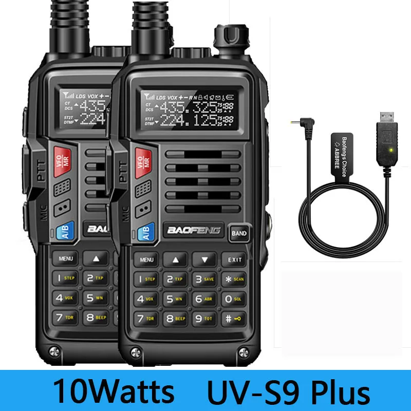 Фото 2 шт BaoFeng UV-S9 плюс 10 Вт Dual Band двухстороннее радио (136-174MHz VHF и 400-520 МГц UHF) Поддержка
