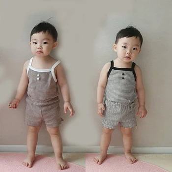 2020 Baby Summer Clothing Set Newborn Kid Baby Girl Boy Striped Clothes Sleeveless Vest Tops Shorts 2pcs Outfit Set 
2020 Baby Summer Clothing Set Newborn Kid Baby Girl Boy Striped Clothes Sleeveless Vest Tops Shorts 2pcs Outfit Set