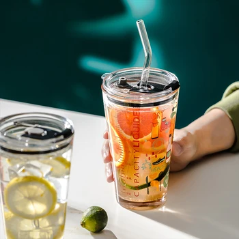 450ml Graduated Glass Scale Milk Cup Graffiti Glass Water Bottle Juice Glass with Straw Drinkware Waterfles Drinkware Gifts Set
450ml Graduated Glass Scale Milk Cup Graffiti Glass Water Bottle Juice Glass with Straw Drinkware Waterfles Drinkware Gifts Set