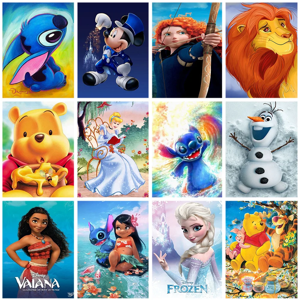 Disney Diamond Painting Cross Stitch Cartoon Winnie the Pooh 5D DIY Embroidery Round Rhinestone Of Picture Home Decor | Дом и сад