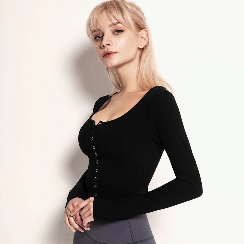 Women Fashion Casual Slim Solid Tops Ribbed Long Sleeve Button Running Fitness Workout Gym Sport Clothes Stretch T-Shirt Pullove
Women Fashion Casual Slim Solid Tops Ribbed Long Sleeve Button Running Fitness Workout Gym Sport Clothes Stretch T-Shirt Pullove