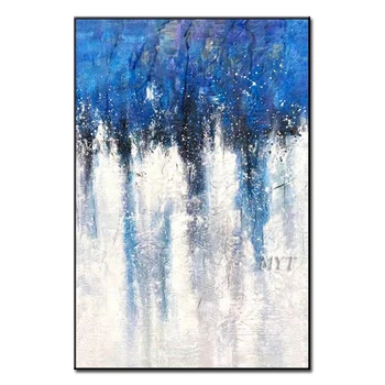 

Abstract Blue Thick Oil Painting 100% Hand Painted Textured Canvas Wall Art Decor Unframed Wall Hangings Art Paintings For Room