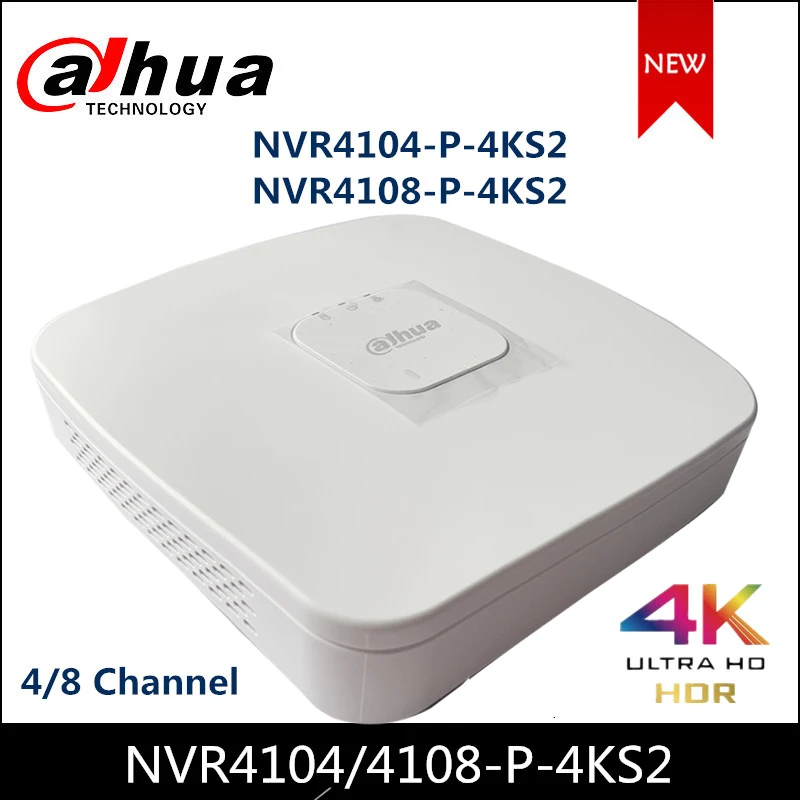 Сетевой видеорегистратор Dahua POE NVR NVR4104-P-4KS2 NVR4108-P-4KS2 4/8 канала Smart 1U 4PoE 4K и H.265 Lite