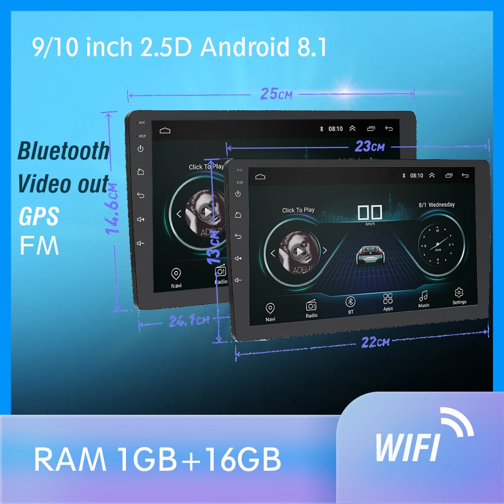 Автомагнитола 2din с сенсорным экраном 9/10 дюйма GPS Wi Fi Bluetooth|Мультимедиаплеер для