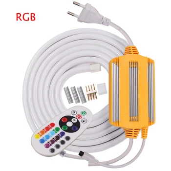 220V RGB Neon Strip LED Light 5050 24key Remote Control or single color Rope Light Waterproof Flexible Tape Outdoor Decoration
220V RGB Neon Strip LED Light 5050 24key Remote Control or single color Rope Light Waterproof Flexible Tape Outdoor Decoration