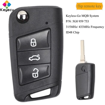 KEYECU Keyless-Go MQB System Flip Remote Key - 3 Button 315MHz/ 434MHz ID48 Chip - FOB for Volkswagen Golf 7 Tiguan 5G0 959 753
KEYECU Keyless-Go MQB System Flip Remote Key - 3 Button 315MHz/ 434MHz ID48 Chip - FOB for Volkswagen Golf 7 Tiguan 5G0 959 753