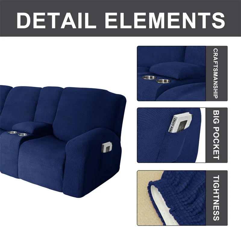 Housse extensible pour fauteuil inclinable 3 places, avec porte-gobelet, en polaire, pour salon Housse extensible pour fauteuil inclinable 3 places, avec porte-gobelet, en polaire, pour salon