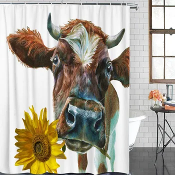 Farm Cow With Sunflower Bathroom Shower Curtains Bathroom Decor with Hooks Waterproof 
Farm Cow With Sunflower Bathroom Shower Curtains Bathroom Decor with Hooks Waterproof