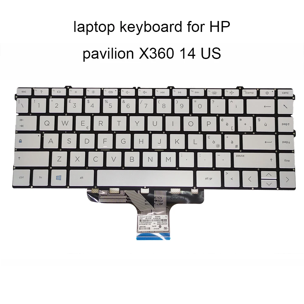 New Backlit Keyboard for HP pavilion X360 14 CD1055CL 14-CD IT Italian silver laptops KB L85716 L96519 061 original repair part
New Backlit Keyboard for HP pavilion X360 14 CD1055CL 14-CD IT Italian silver laptops KB L85716 L96519 061 original repair part