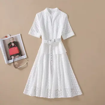 European and American women's dress 2020 summer new styles Short sleeve V neck hollowed out The embroidery Fashion white dress
European and American women's dress 2020 summer new styles Short sleeve V neck hollowed out The embroidery Fashion white dress