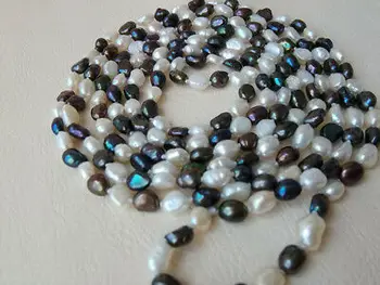45" freshwater pearl necklace 8-9MM black white freeform long rope necklace
45" freshwater pearl necklace 8-9MM black white freeform long rope necklace