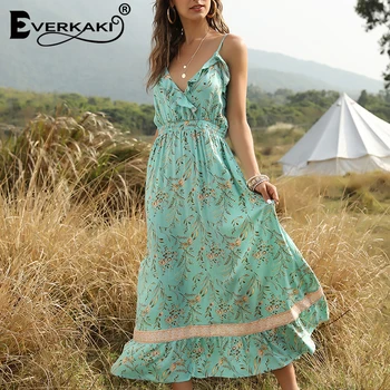 Everkaki Boho Dress Women Floral Print Ruffles Elastic Waist Summer Long Vestidos Ladies Slip Dresses Female 2020 Spring New
Everkaki Boho Dress Women Floral Print Ruffles Elastic Waist Summer Long Vestidos Ladies Slip Dresses Female 2020 Spring New