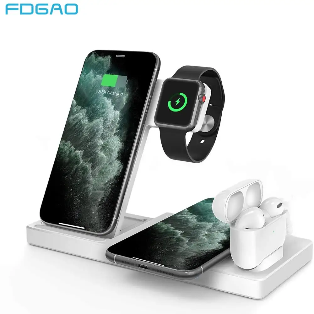 Беспроводное зарядное устройство FDGAO для iPhone 13 12 11 XS XR 8 Airpods Pro, зарядная док-станция для Apple Watch 7, быстрая зарядка 4 в 1, 15 Вт