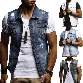 New Men's Denim Vest Jean Jacket Waistcoat Sleeveless Trendy Slim Casual Jacket
New Men's Denim Vest Jean Jacket Waistcoat Sleeveless Trendy Slim Casual Jacket