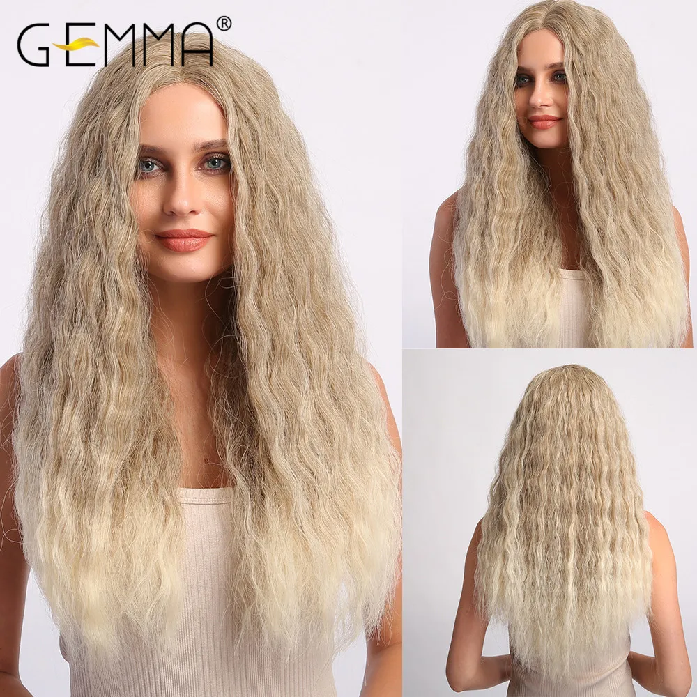 Фото Длинные кудрявые парики для косплея GEMMA с эффектом омбре коричневые серые