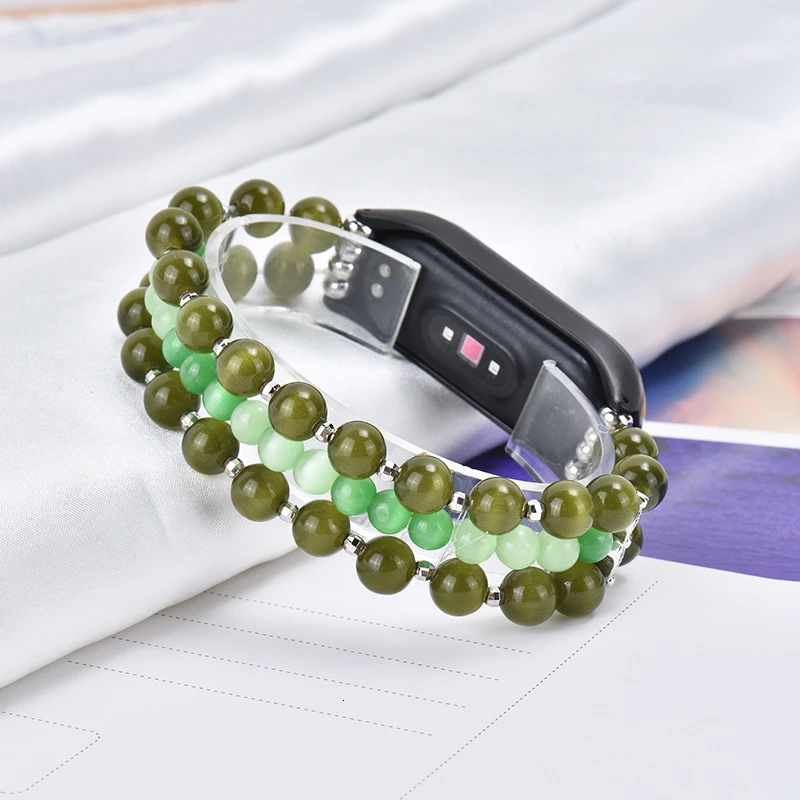 Opal Agate Bracelet for Xiaomi Mi Band 3 4 Sport Strap watch Silicone wrist strap For xiaomi mi band 4 bracelet Miband 4 3 woman
