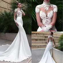 Elegant High Neckline Mermaid Wedding Dresses Lace Appliques Sheer Long Sleeves Sexy See Through Bodice Bridal Gowns 2020 Autumn
Elegant High Neckline Mermaid Wedding Dresses Lace Appliques Sheer Long Sleeves Sexy See Through Bodice Bridal Gowns 2020 Autumn