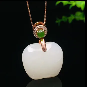 925 silver natural Hetian jade white jade apple-shape rose golden color ancients high grade Joker lady clavicle pendant wholesal
925 silver natural Hetian jade white jade apple-shape rose golden color ancients high grade Joker lady clavicle pendant wholesal