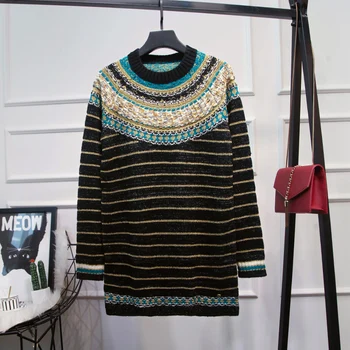 HIGH STREET New Stylish 2020 Runway Sweater Dress Women's Striped Color Block Pullover Knitting Dress
HIGH STREET New Stylish 2020 Runway Sweater Dress Women's Striped Color Block Pullover Knitting Dress