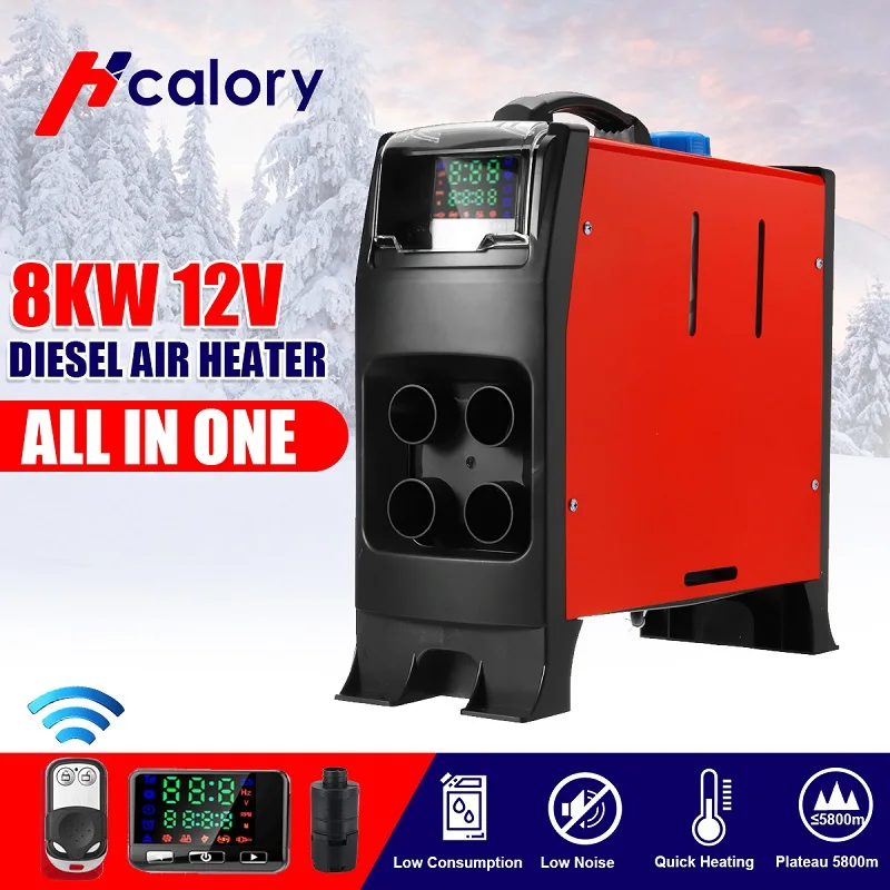 

All in One 8KW 12V Car Heating Tool Diesel Air Heater Four Hole LCD Monitor Parking For Car Truck Bus Boat