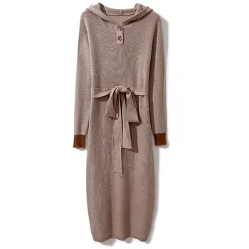 Knitted Hooded Long Dress Women Winter Casual Solid Loose Sweaters Pullover Office Lady Fashion Lace-Up Long Sleeve Knit Dresses
Knitted Hooded Long Dress Women Winter Casual Solid Loose Sweaters Pullover Office Lady Fashion Lace-Up Long Sleeve Knit Dresses