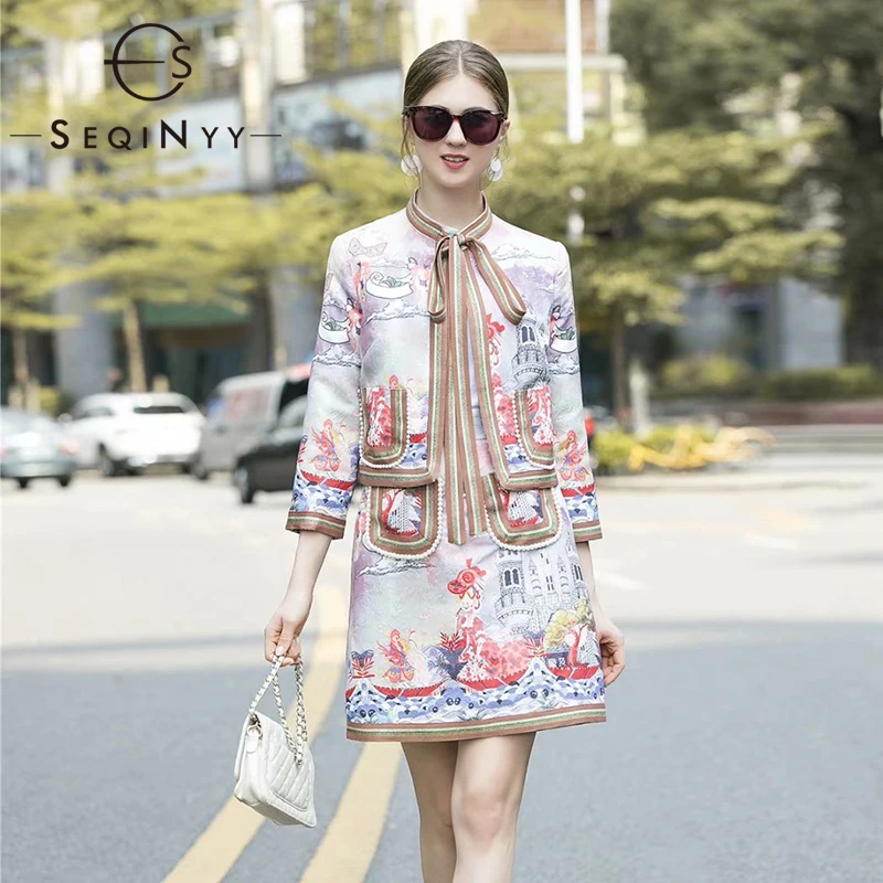 SEQINYY Women Set 2020 Spring Autumn New Fashion Design Women 3/4 Sleeve Short Jacket Bow Mini Skirt Flowers Building Print Suit
SEQINYY Women Set 2020 Spring Autumn New Fashion Design Women 3/4 Sleeve Short Jacket Bow Mini Skirt Flowers Building Print Suit