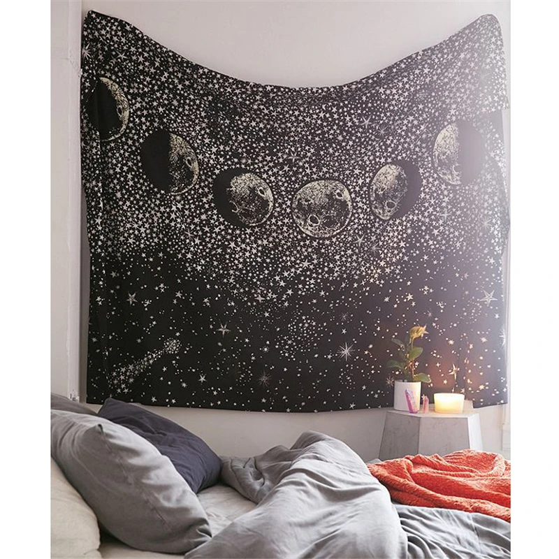 Гобелен "Луна" настенный гобелен галактика ночное небо психоделический