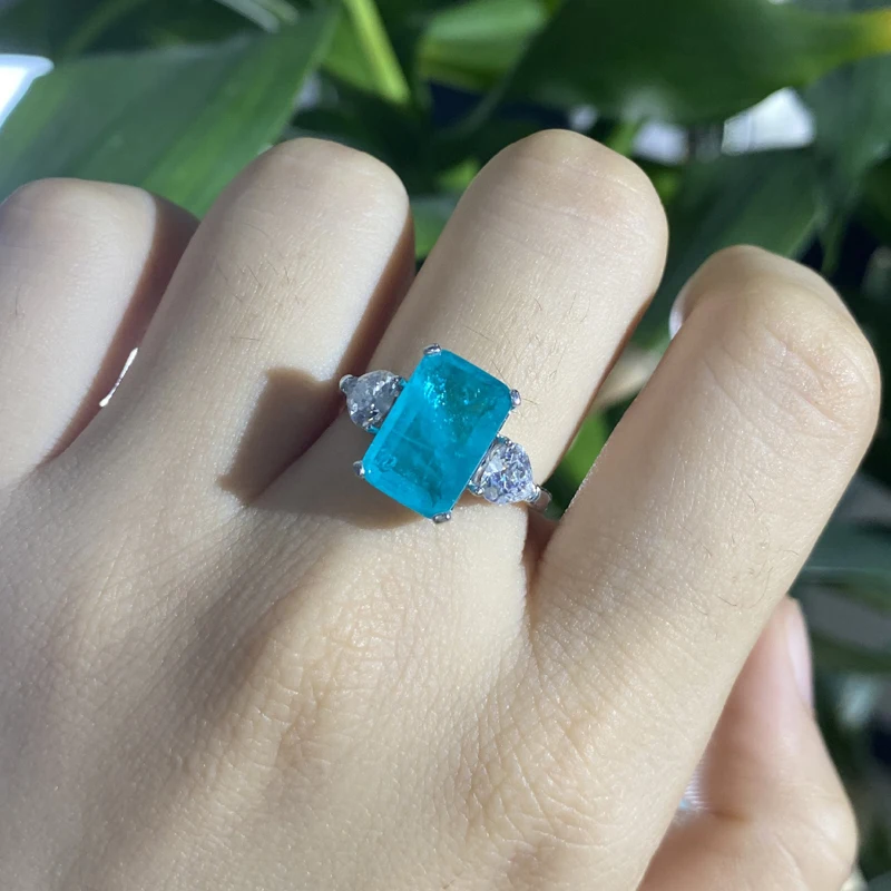 100% 925 Sterling Silver Paraiba Tourmaline Gemstone Rings For Women Sparkling High Carbon Diamond Wedding Fine Jewelry
100% 925 Sterling Silver Paraiba Tourmaline Gemstone Rings For Women Sparkling High Carbon Diamond Wedding Fine Jewelry