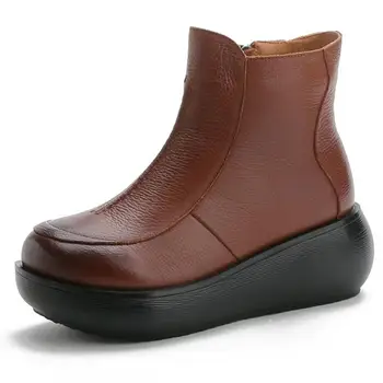 Cowhide boots New vintage thick bottom loose soft bottom side zipper boots round head soft bottom leather women's boots A84
Cowhide boots New vintage thick bottom loose soft bottom side zipper boots round head soft bottom leather women's boots A84