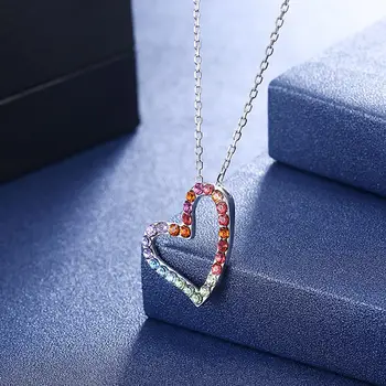 Colorful Heart Shaped Pendant Necklace LEKANI Crystals From Swarovski Necklace 925 Sterling Silver for Women Gifts Chic Jewelry 
Colorful Heart Shaped Pendant Necklace LEKANI Crystals From Swarovski Necklace 925 Sterling Silver for Women Gifts Chic Jewelry