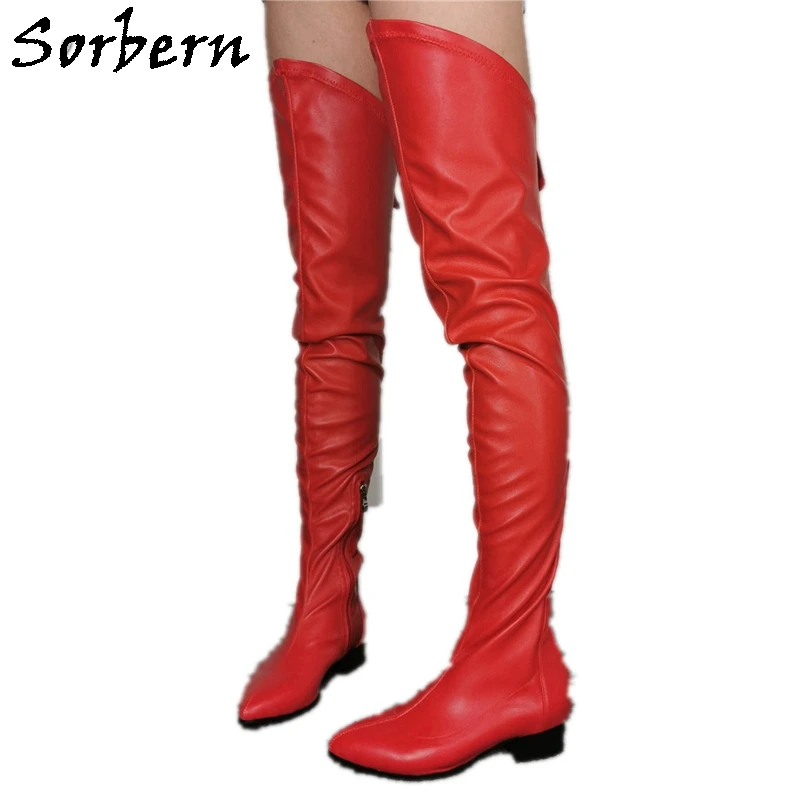 

Sorbern Low Heel Boots Over The Knee Pointy Toes Mid Thigh High Ladies Boot Side Zipper Womens Thigh High Boots Custom