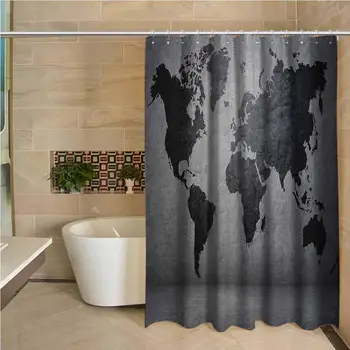 Dark Grey Precision Custom Shower Curtain Black Colored World Map on Concrete Wall Image Urban Structure Grungy Rough Look
Dark Grey Precision Custom Shower Curtain Black Colored World Map on Concrete Wall Image Urban Structure Grungy Rough Look