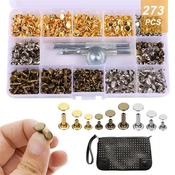 1 Box/270 Sets DIY Leather Cap Rivets with Installation Tool Kit for Leather Craft Repairing 6x6/8x8/8x12mm Double-sided Rivets 
1 Box/270 Sets DIY Leather Cap Rivets with Installation Tool Kit for Leather Craft Repairing 6x6/8x8/8x12mm Double-sided Rivets