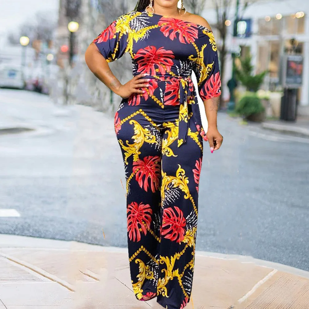 Women Jumpsuits Plus Size Sexy One Shoulder Half Sleeve Vintage Long Jumpsuit Wide Legs Pants Party Club African Rompers 2020
Women Jumpsuits Plus Size Sexy One Shoulder Half Sleeve Vintage Long Jumpsuit Wide Legs Pants Party Club African Rompers 2020