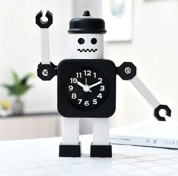Metal Robot Alarm Clock Silent Table Analog Clock with Hand Clips Kid's Bedroom Decorative Clock, Great Gift, Black, White
Metal Robot Alarm Clock Silent Table Analog Clock with Hand Clips Kid's Bedroom Decorative Clock, Great Gift, Black, White