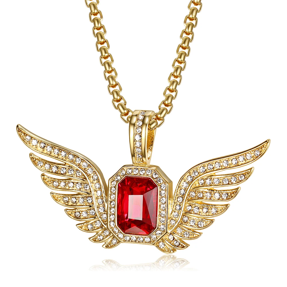 Hip Hop Iced Out Full CZ Bling Angel Wings Pendant Necklace Gold Color Stainless Steel Chains for Men/Women Jewelry Dropshipping 
Hip Hop Iced Out Full CZ Bling Angel Wings Pendant Necklace Gold Color Stainless Steel Chains for Men/Women Jewelry Dropshipping