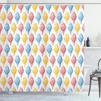 Food Shower Curtain Ice Cream Cones Fifties Time Colored Drawings with Abstract Retro Like Design Image Bathroom Decor Set
Food Shower Curtain Ice Cream Cones Fifties Time Colored Drawings with Abstract Retro Like Design Image Bathroom Decor Set