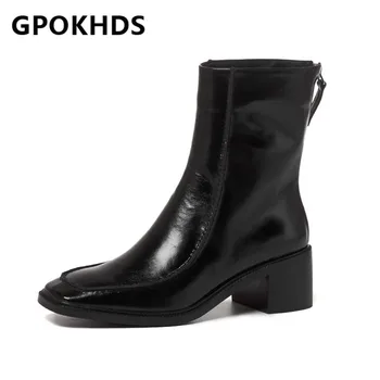 GPOKHDS 2021 women Ankle boots Cow leather Winter short plush Square Toe Zipper High heels female Riding boots size 39
GPOKHDS 2021 women Ankle boots Cow leather Winter short plush Square Toe Zipper High heels female Riding boots size 39