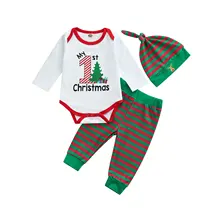 3Pcs Baby My 1st Christmas Cotton Outfits Tree Letter Pattern Long Sleeve Round Neck Bodysuit Striped Trousers Knotted Cap
3Pcs Baby My 1st Christmas Cotton Outfits Tree Letter Pattern Long Sleeve Round Neck Bodysuit Striped Trousers Knotted Cap